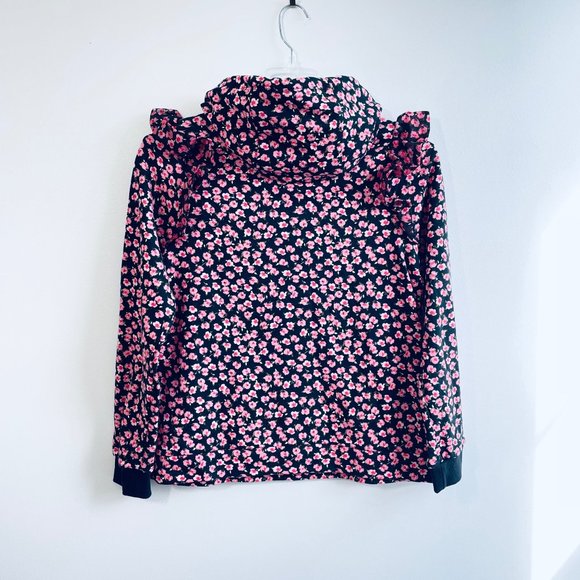 Sandy Liang S, M, L, 1X Pink Ditsy Floral Ruffle Hooded Hoodie Sweatshirt Top - Picture 9 of 11